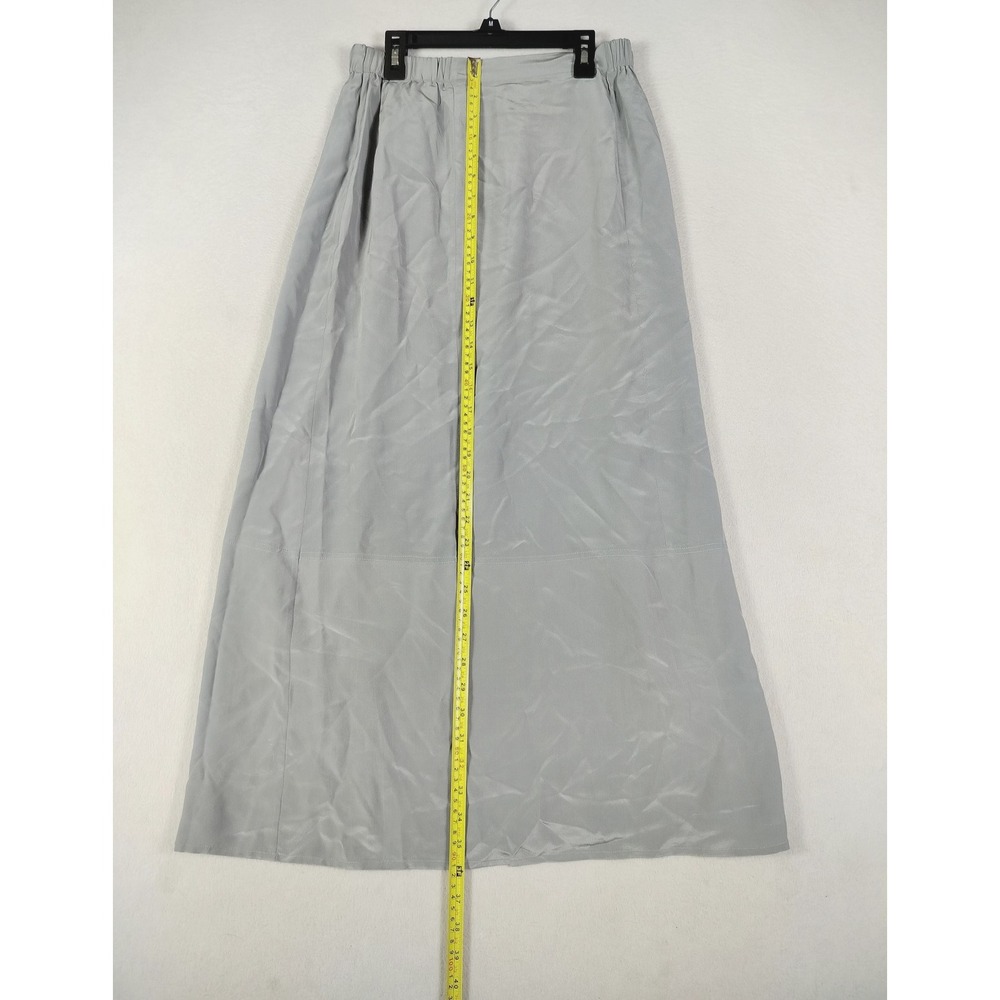 Diane Gilman Maxi Skirt Womens Medium Gray Silk Satin Long Slit NWT - Picture 8 of 12